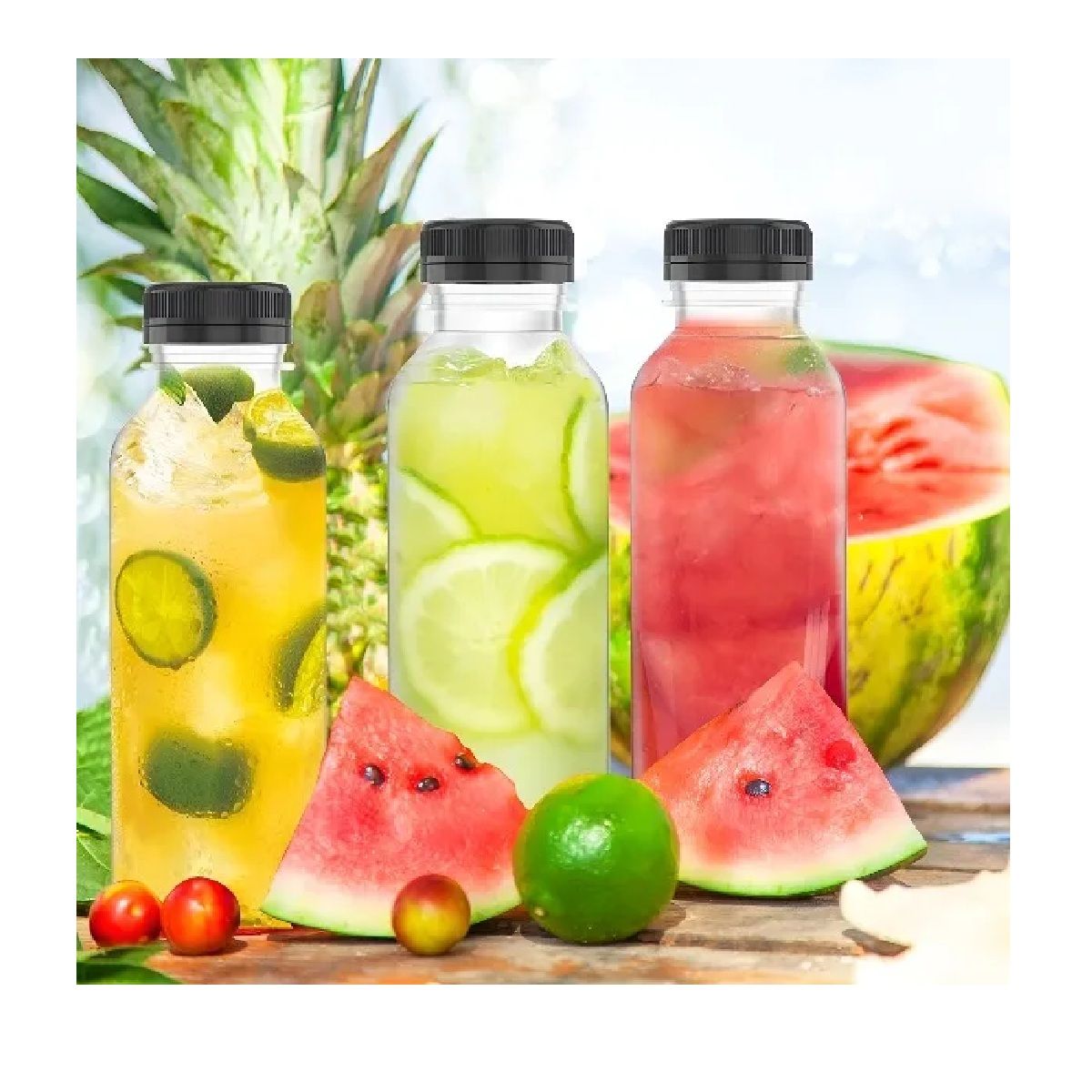 PASTELERIUSCL - 48 Botellas Pet Transparente Botellas Plastico 300ml Botella Con Tapa Botellas Plásticas Para Jugos