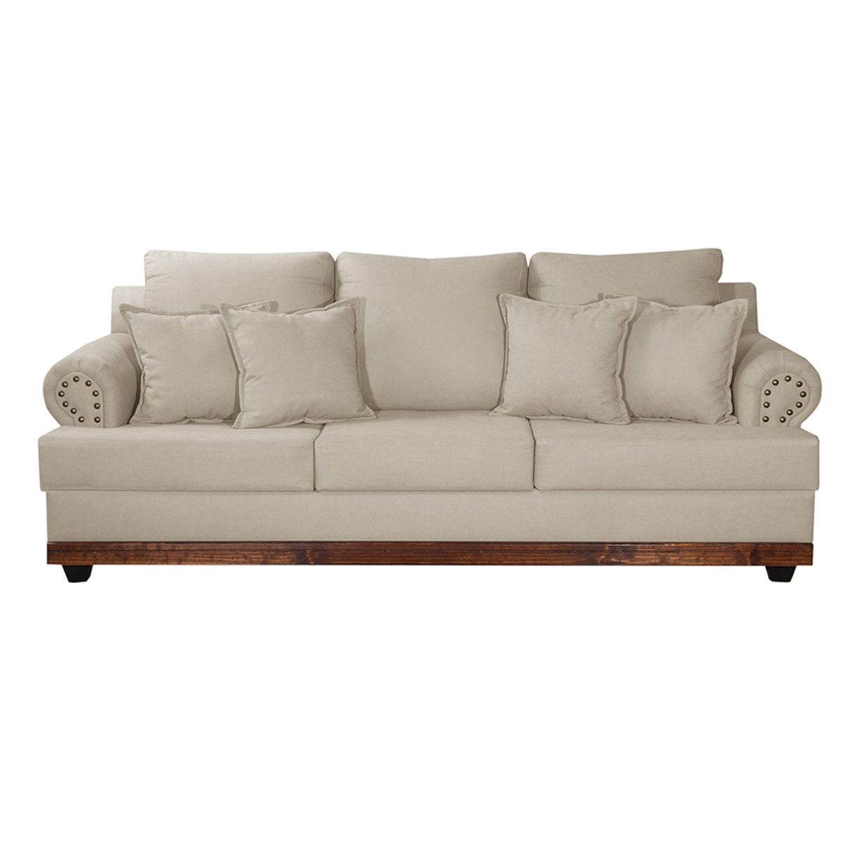 MASEL - Sofa 3c Armenia - tachas tela Beige 220 x 90 x 95