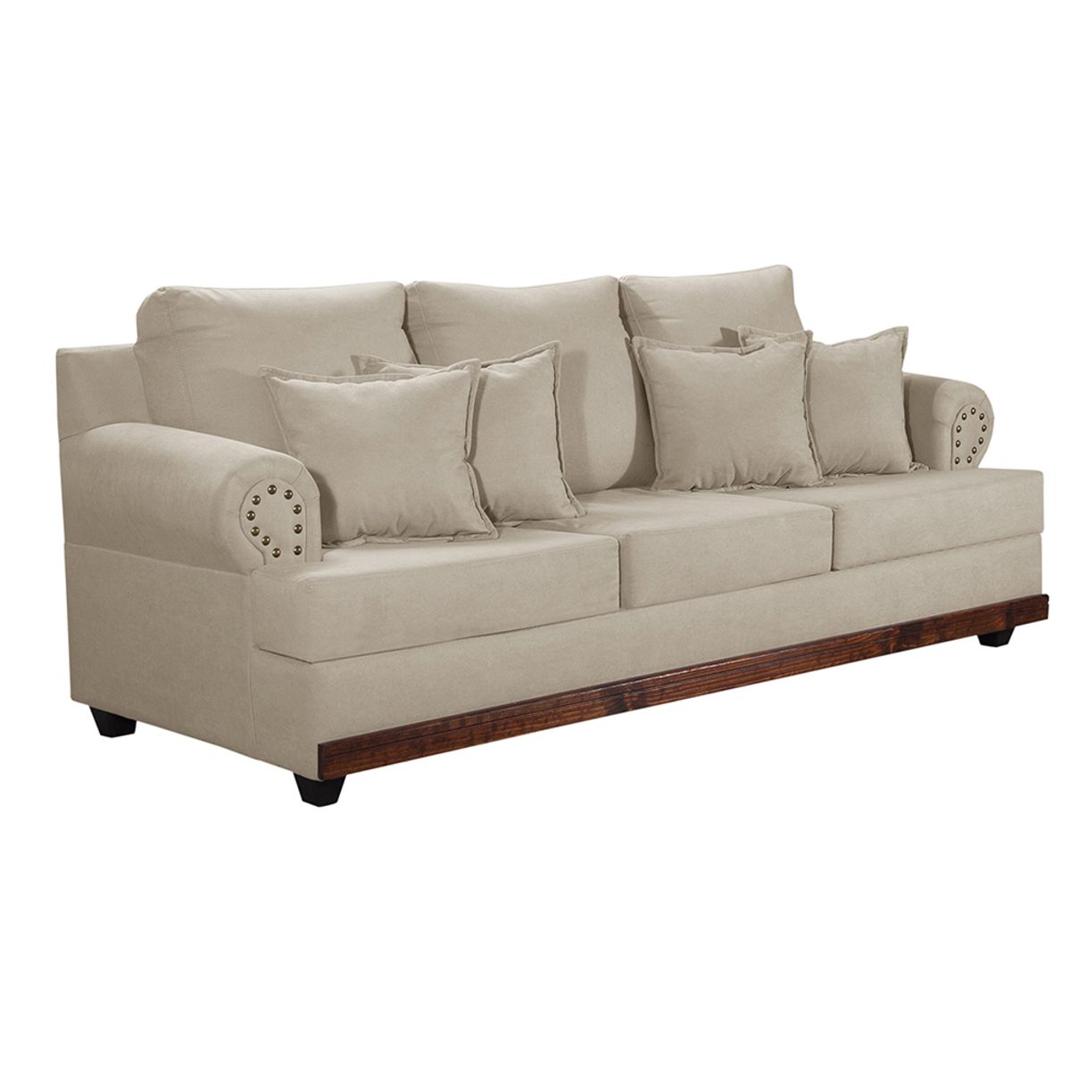MASEL - Sofa 3c Armenia - tachas tela Beige 220 x 90 x 95