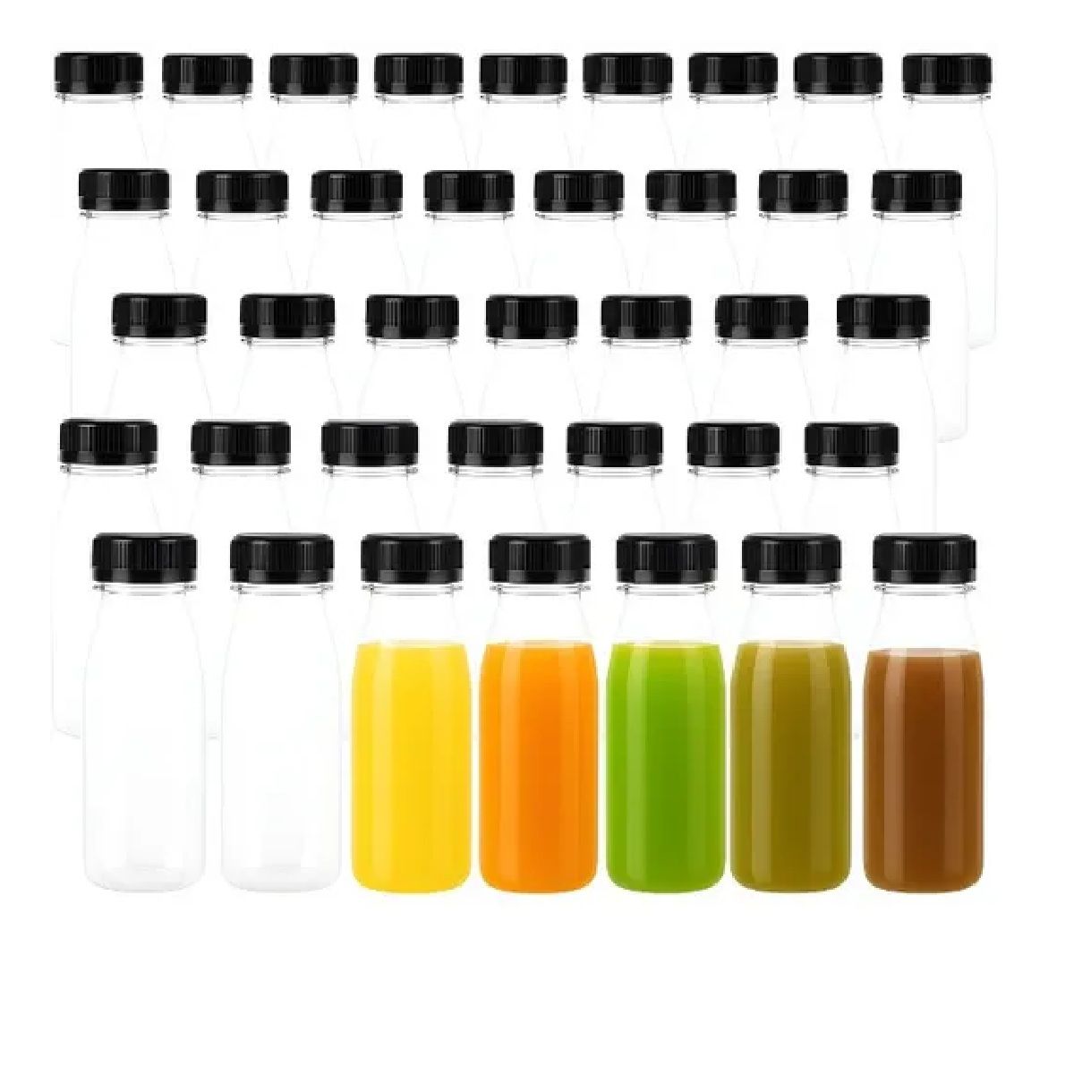 PASTELERIUSCL - 70 Botellas Pet Transparente Botellas Plastico 300ml Botella Con Tapa Botellas Plásticas Para Jugos