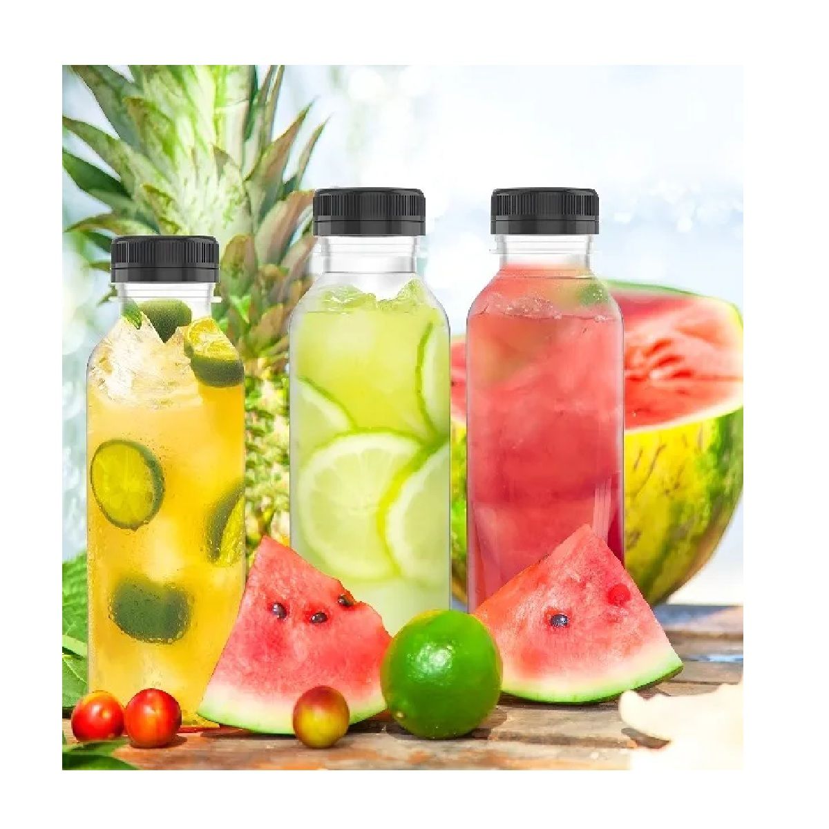 PASTELERIUSCL - 70 Botellas Pet Transparente Botellas Plastico 300ml Botella Con Tapa Botellas Plásticas Para Jugos