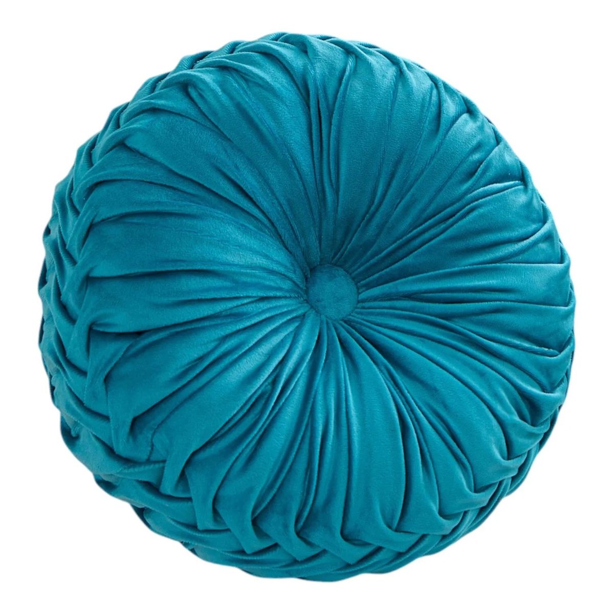 ALMA & DECO - Cojín Redondo Terciopelo Velvet Turquesa Boho Chic 35 Cm