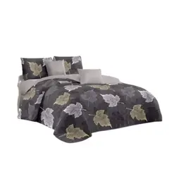 GENERICO - Cubrecama Quilt Verano 1.5 Plazas - Gris Hojas Otoñales KFL583