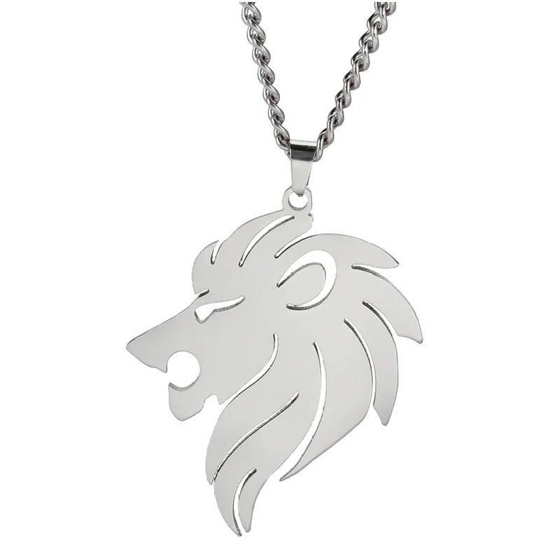 TODOJOYAS - Collar Cabeza Leon King Acero Plateado