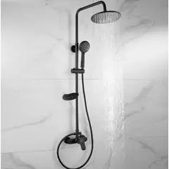 TAUMM - Columna Ducha Negra Plato 25cm Maneral Monomando Notte