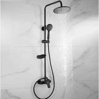 TAUMM - Columna Ducha Negra Plato 25cm Maneral Monomando Notte