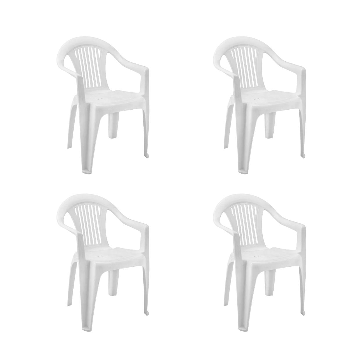 GENERICO - Pack 4un Silla plástica blanca 56x55x79cm