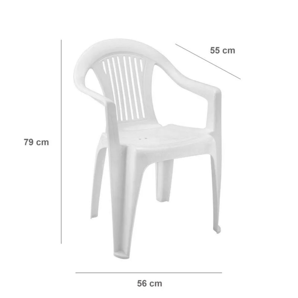 GENERICO - Pack 4un Silla plástica blanca 56x55x79cm
