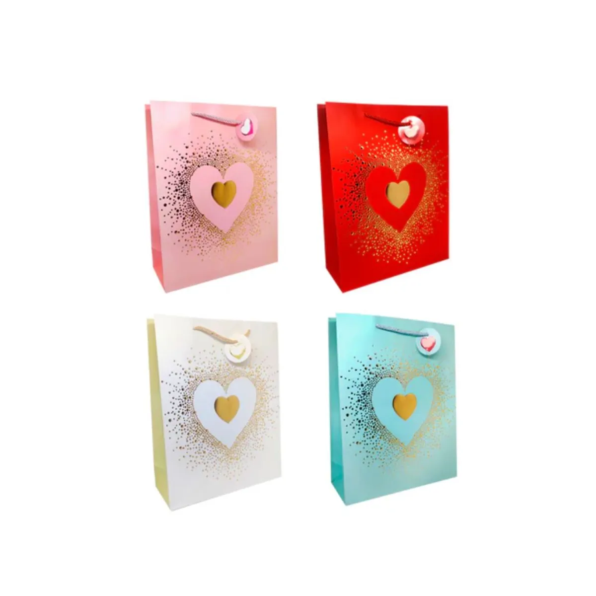 GENERICO - Bolsa de Regalo Corazón Metallic 12 Unidades 18x23cm