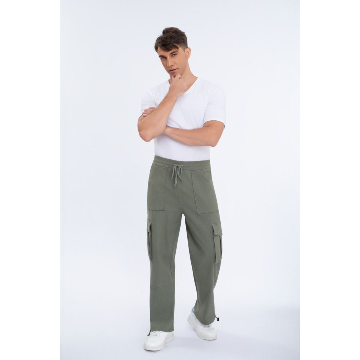 LIKE SHOP - Pantalón Hombre Elasticado Recto Puño Ajustable Cargo 5001