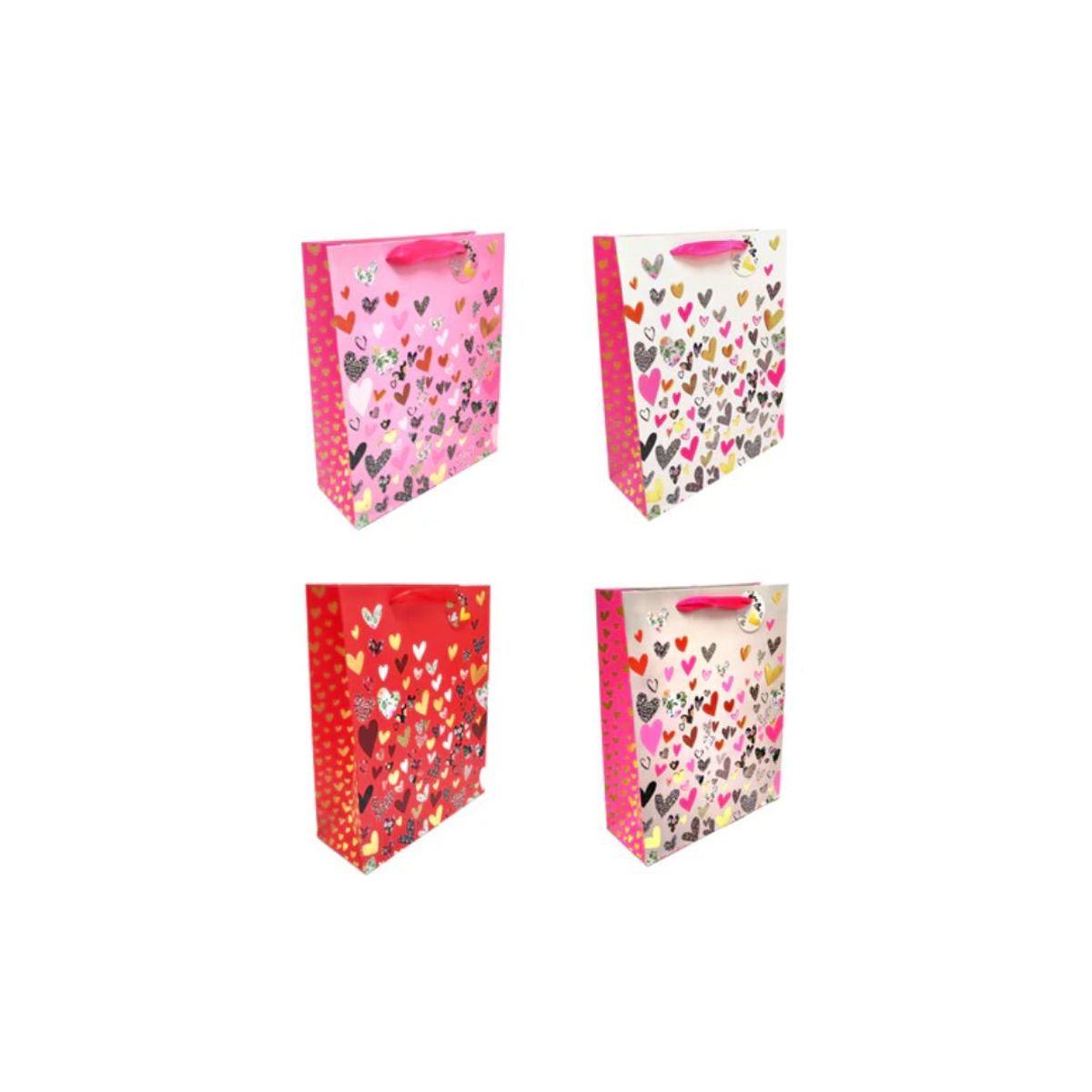 GENERICO - Bolsa de Regalo Corazones Dorado 12 Unidades 18x23cm