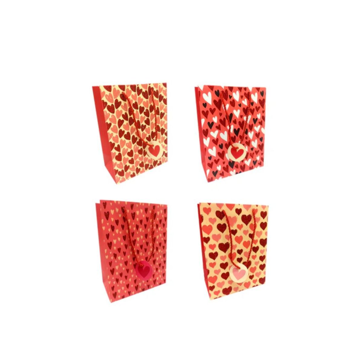 GENERICO - Bolsa de Regalo Corazones Glitter 12 Unidades 30x40cm