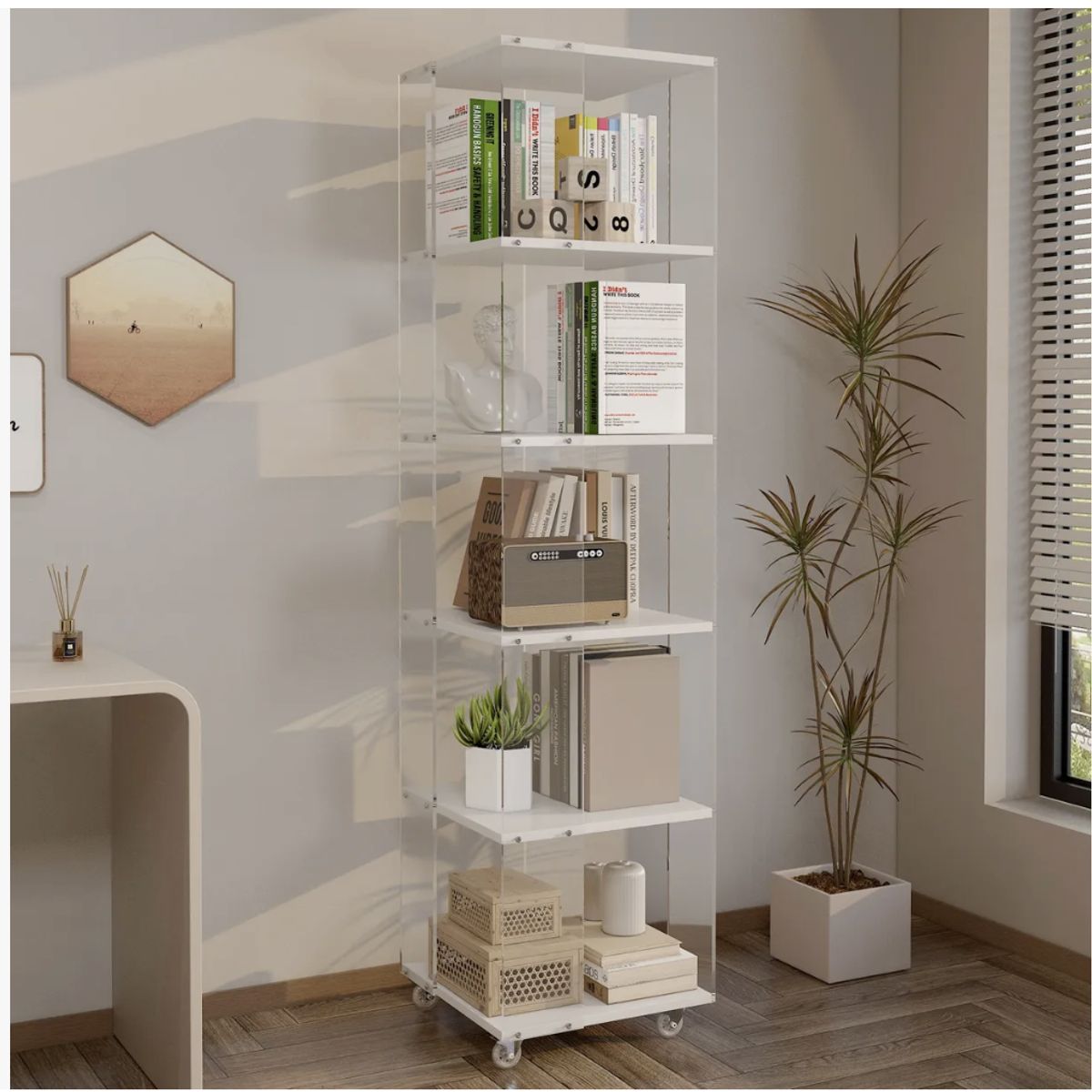 HOMER DESIGN - Biblioteca Librero Giratorio Libros Transparente 165x40cm