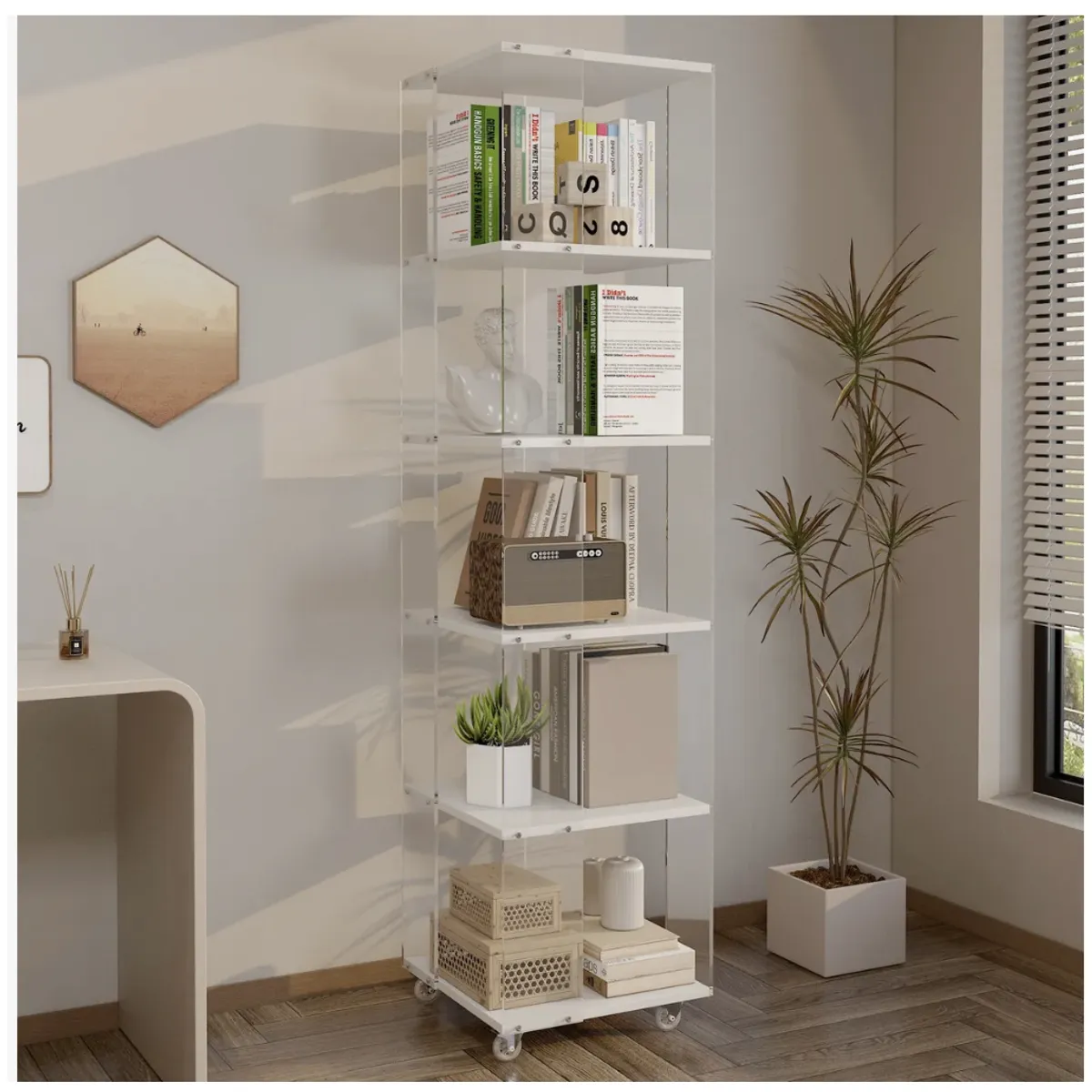 HOMER DESIGN - Biblioteca Librero Giratorio Libros Transparente 165x40cm