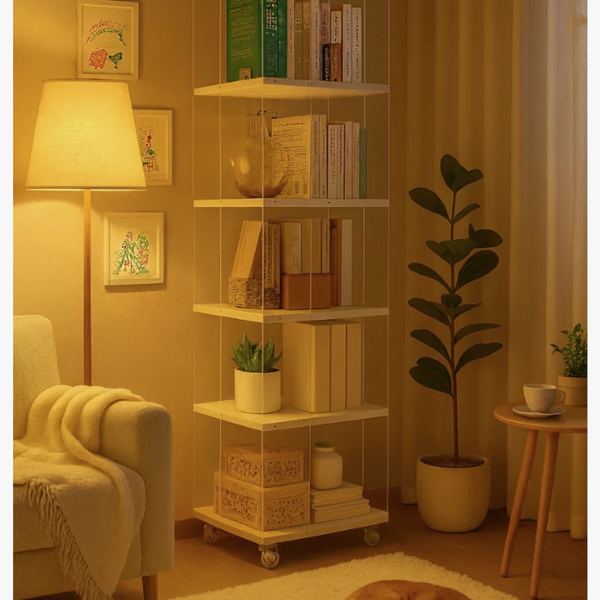 HOMER DESIGN - Biblioteca Librero Giratorio Libros Transparente 165x40cm