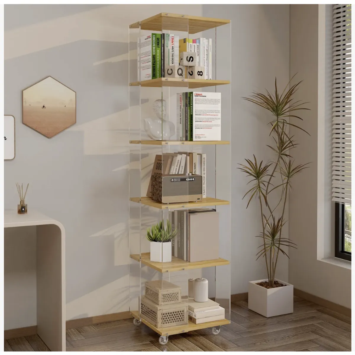 HOMER DESIGN - Biblioteca Librero Giratorio Libros Transparente 165x40cm