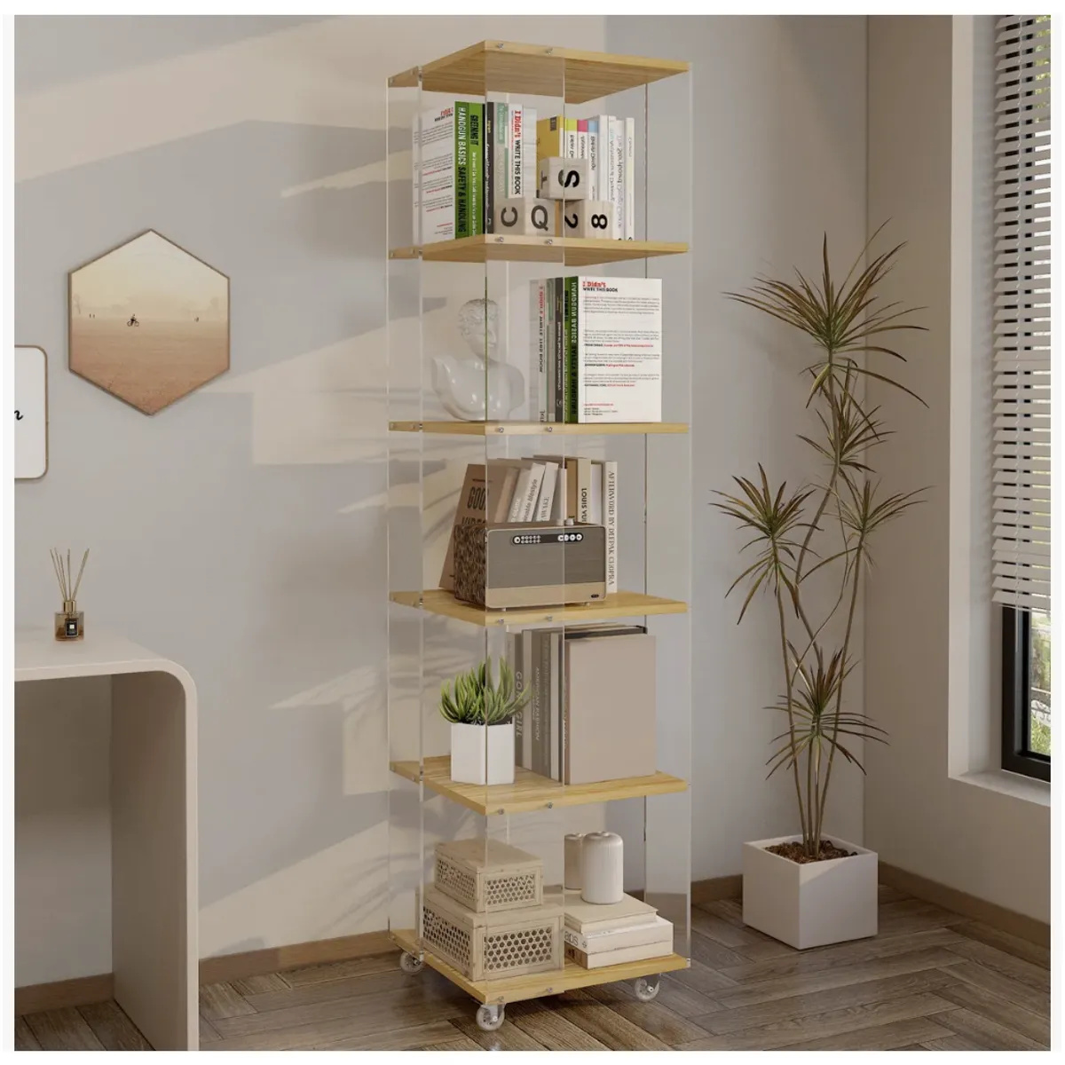 HOMER DESIGN - Biblioteca Librero Giratorio Libros Transparente 165x40cm