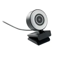 MUNDITEL - Cámara Web 1080p, Luz Led Anular, Micrófono Usb Gira 360