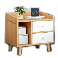 OFERTABKN - Velador 2 Cajones Mesa De Noche Retro 48x30x43 Cm