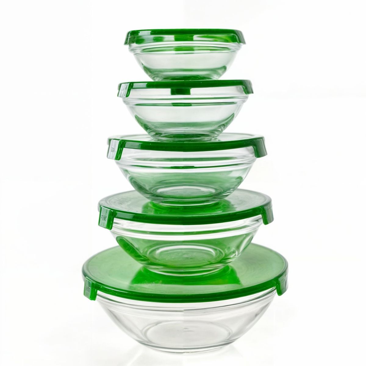 GENERICO - Set 5 Bowl vidrio posillo fuentes vidrio Tapa  Verde