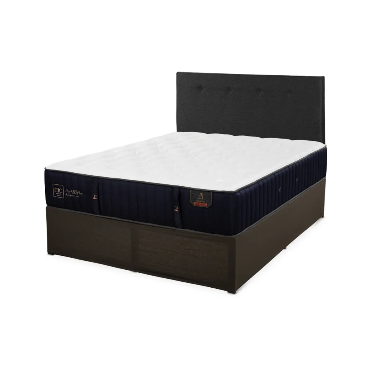CIC - CAMA IRON SMART PREMIUM 2 PLAZAS + RESPALDO BLACK + FALDÓN