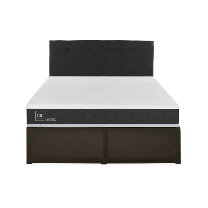 CIC - CAMA IRON SMART ORTOPEDIC 2 PLAZAS + RESPALDO BLACK + FALDÓN