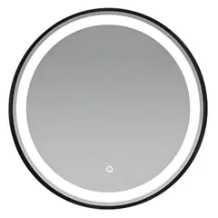 TAUMM - Espejo Circular 60cm 3 Luces Led Borde Negro