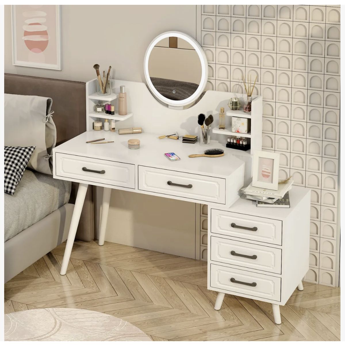 HOMER DESIGN - Tocador Con Cajonera Intercambiable Estilo Europeo 140cm