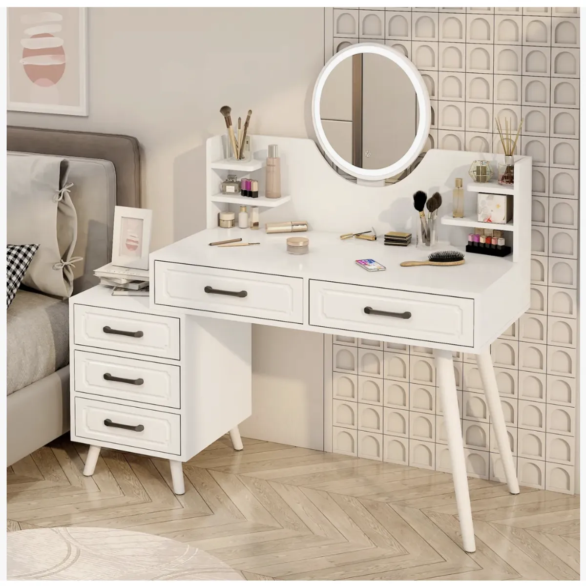 HOMER DESIGN - Tocador Con Cajonera Intercambiable Estilo Europeo 140cm