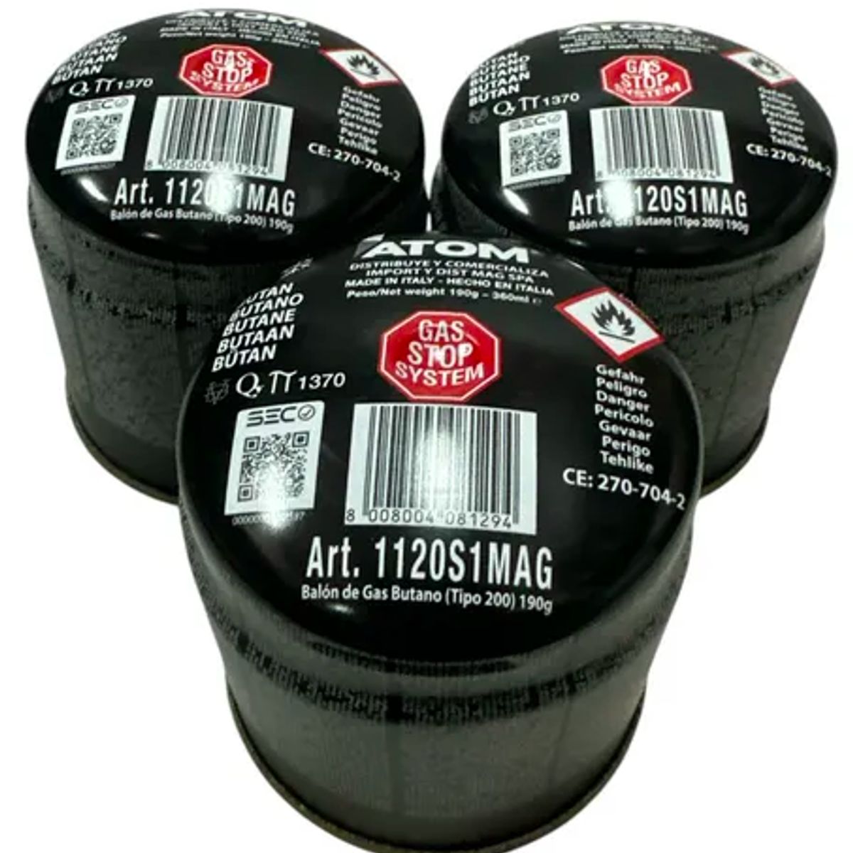 ATOM - Pack x3 Gas Atom Propano Butano Soplete Encime 190g