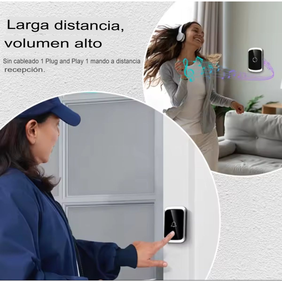 GENERICO - Timbre Inalámbrico 100m Alcance Impermeable Y Potente