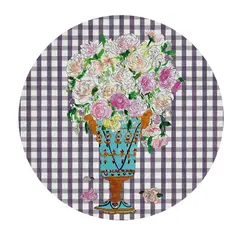 TUYO PRINT - Set 4 Bajoplatos Vichy Violeta - 35 cm Con base -