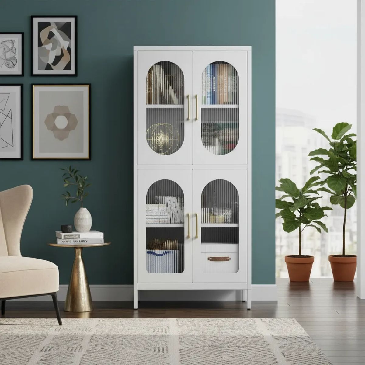 GENERICO - Vitrina con vidrio 4 puertas linea white home YXG-02