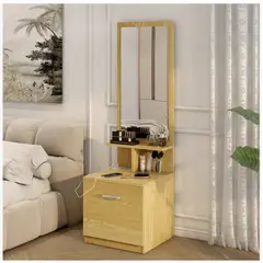 HOMER DESIGN - Velador Con Espejo Repisa Y Cajon Grande 170cm con enchufe integrado