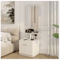 Velador Con Espejo Repisa Y Cajon Grande 170cm con enchufe integrado