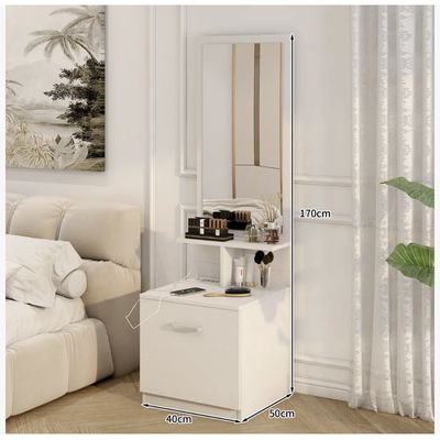 Imagen 2 del producto Velador Con Espejo Repisa Y Cajon Grande 170cm con enchufe integrado