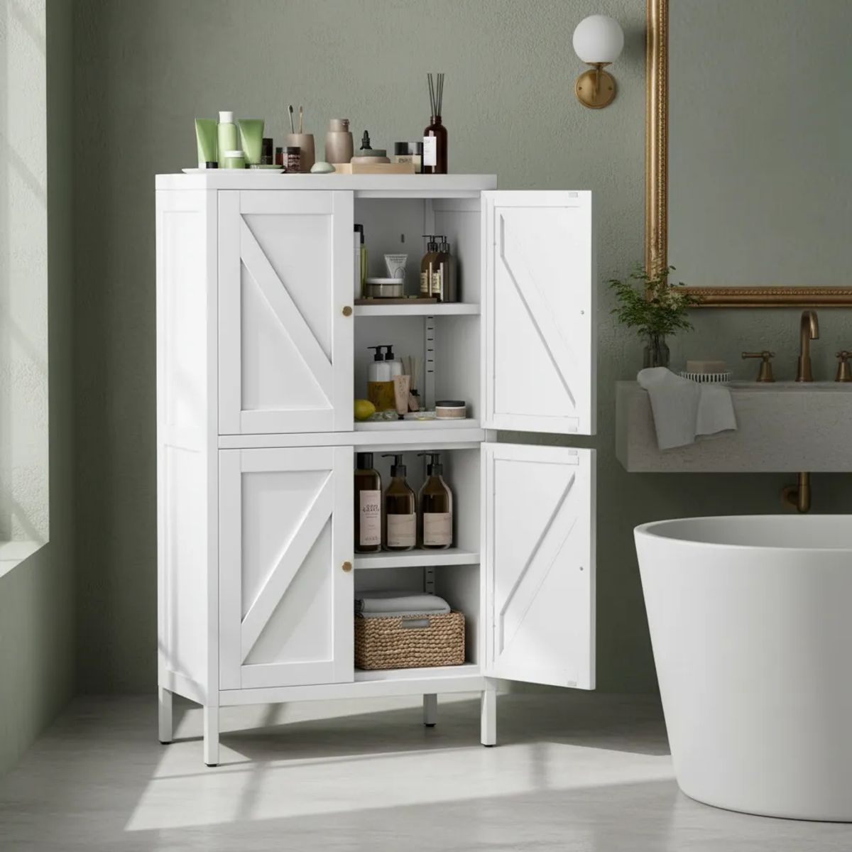 GENERICO - Mueble organizador baño 4 puertas 4 niveles YXG-04