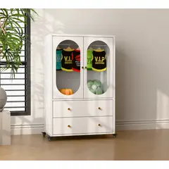 GENERICO - Armario 2 puertas con vitrina y 2 cajones - Linea PET PC-1