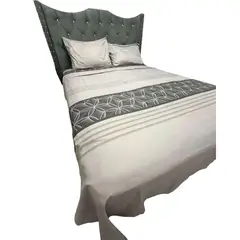 GENERICO - JUEGO DE SABANA CON DISEÑO CLASICO GRIS LINEA KING TF SET 4 PIEZA