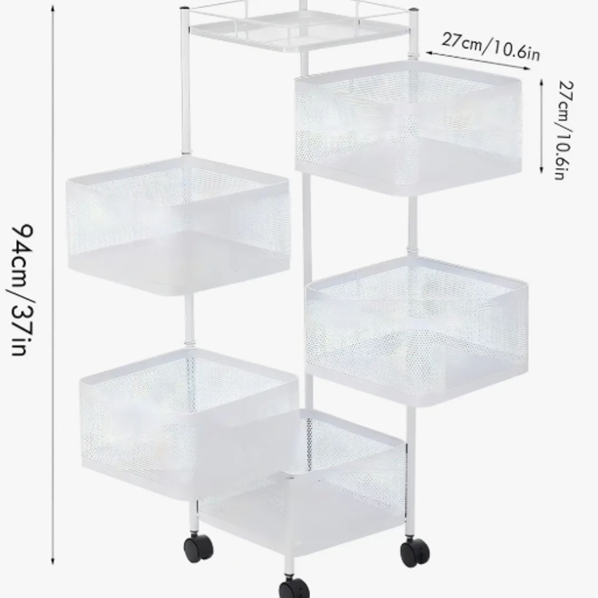 GENERICO - Carrito Verdulero Organizador 5 Cestas Estante Metálico Giratorio