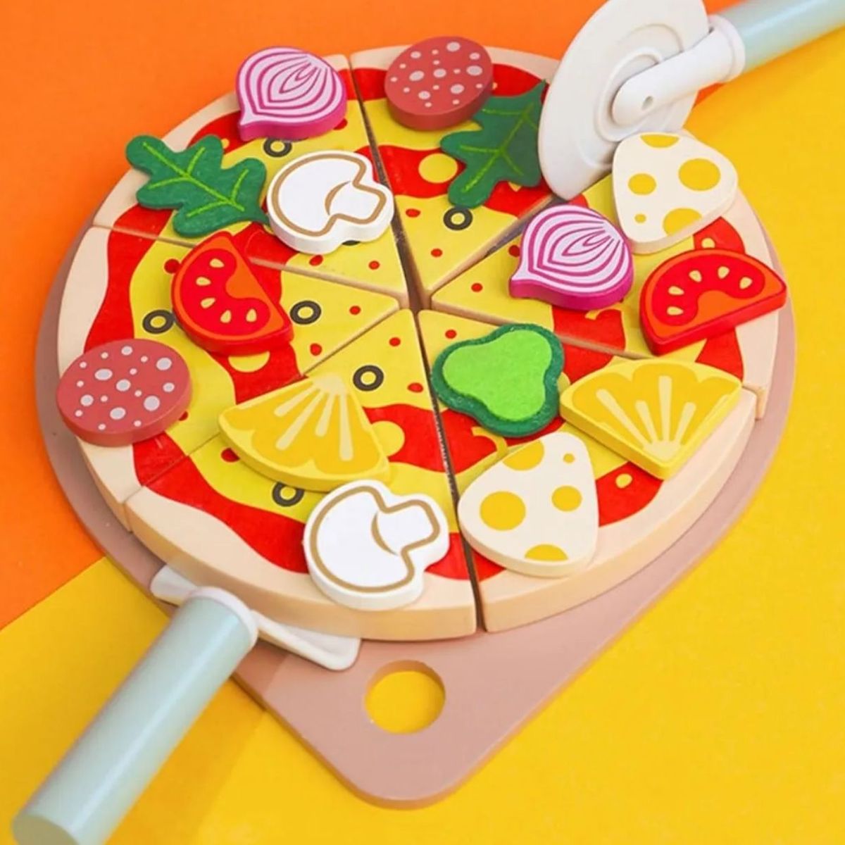 GENERICO - Pizza Armar Y Cortar Juguete Madera Didáctico