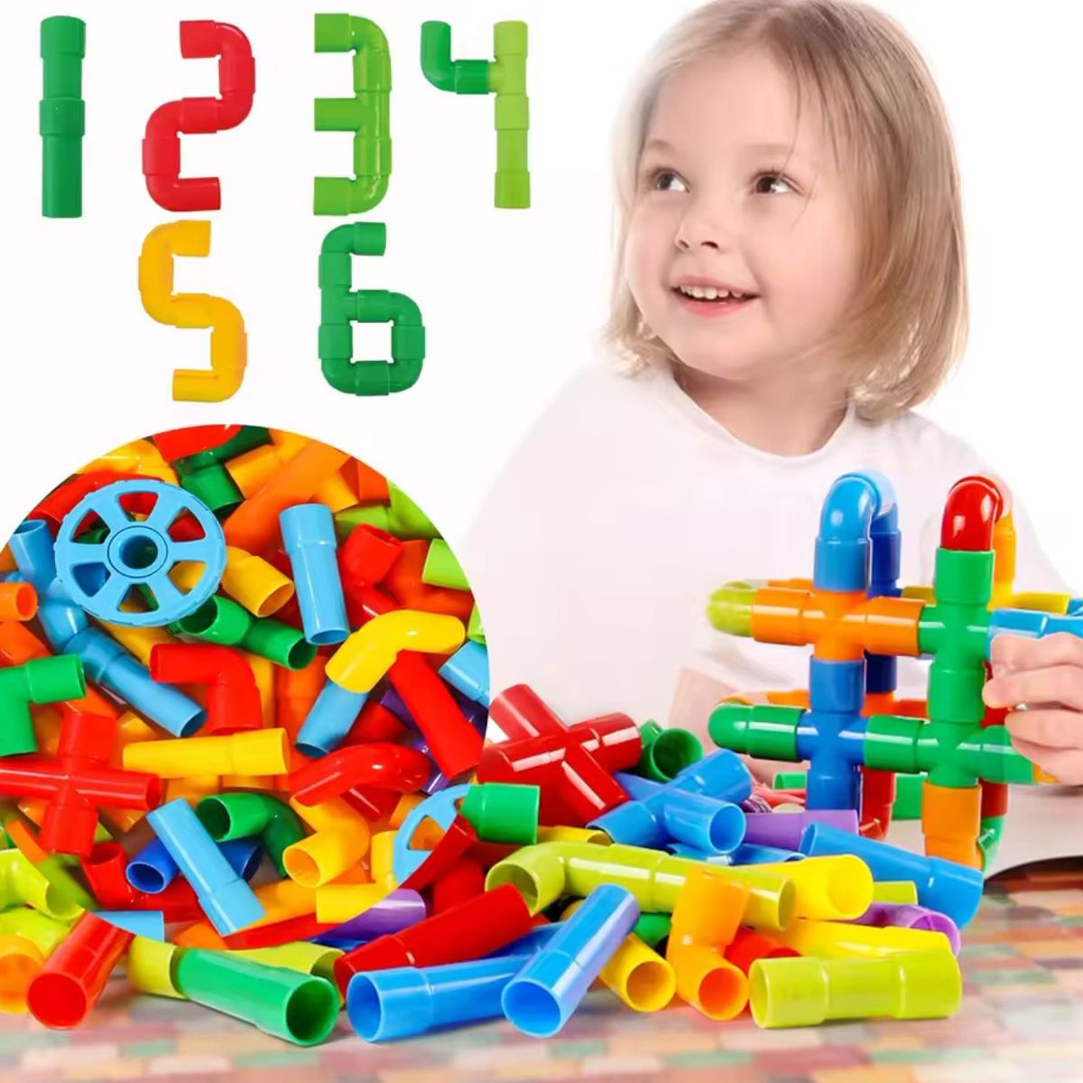 GENERICO - Juego Didáctico Tubos Conectores de Encaje para Niños de Creatividad y Aprendizaje