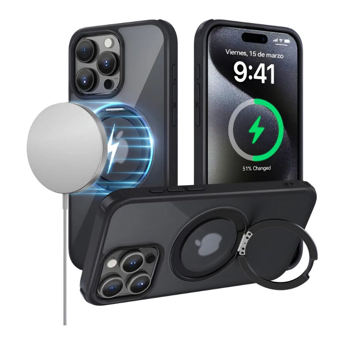 GENERICO - Carcasa Para iPhone 16 Pro Con Soporte Magnético Reforzado
