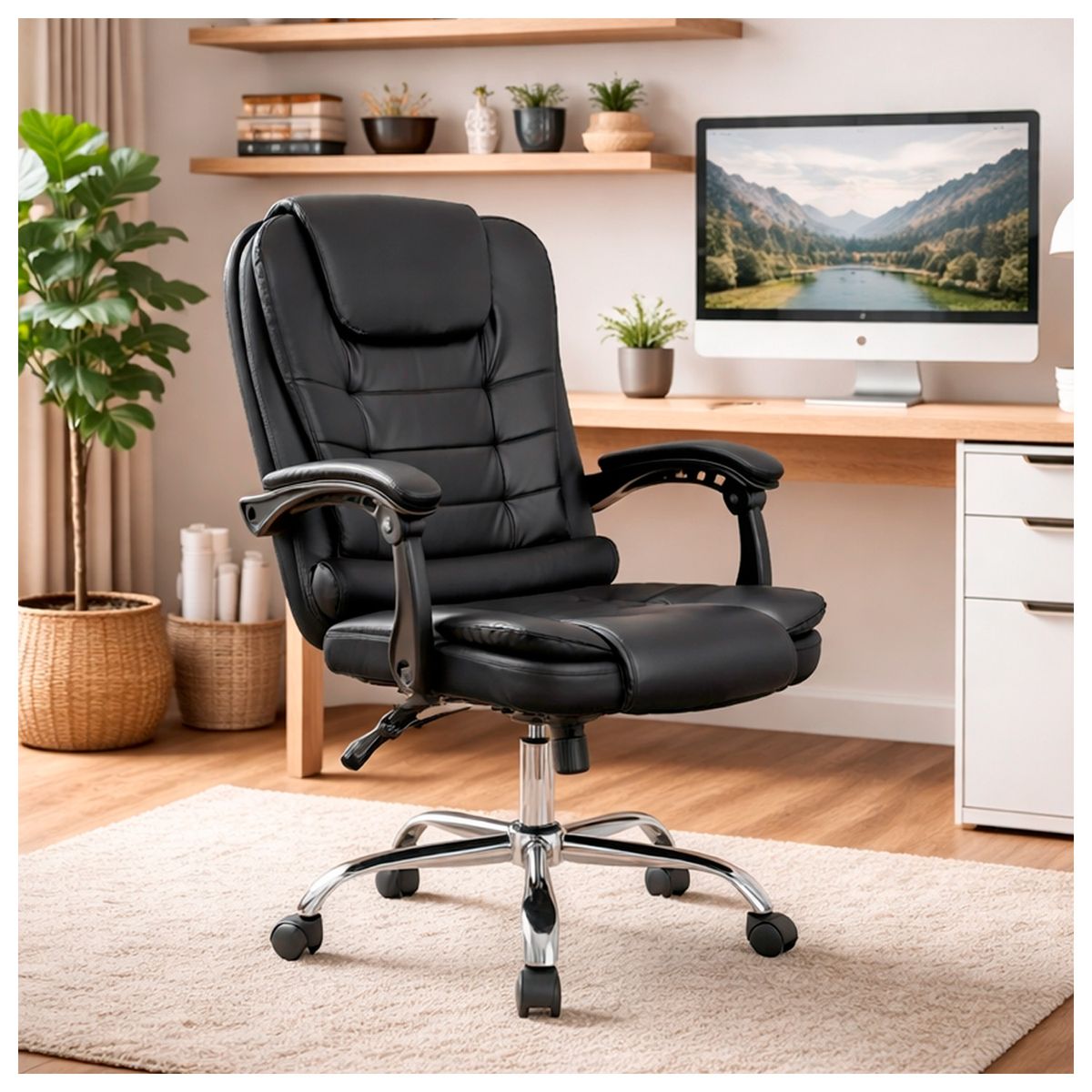 NOVAHUS - Silla Escritorio Gerencial Praga Ergonómica Negra