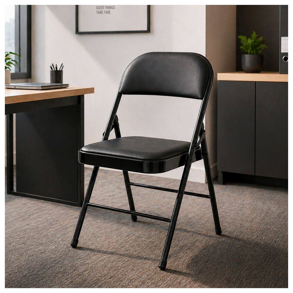 NOVAHUS - Silla Plegable Acolchada Negra Fold