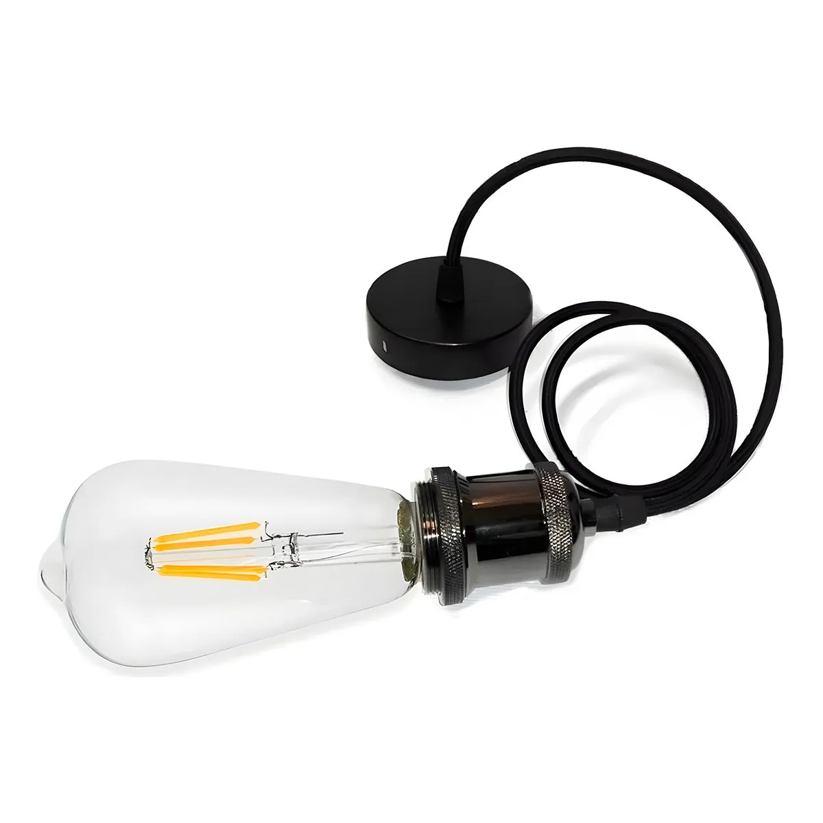 HYUNDAI - Lampara Colgante Camp Led Filamento St64 6w Hyundai - Negro