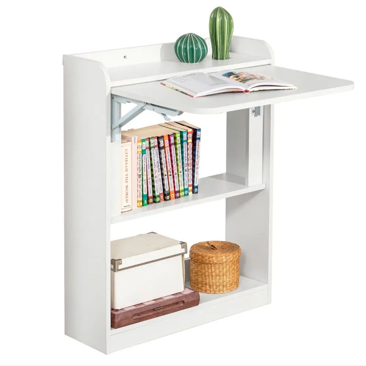 CORI CORI - Escritorio Multifuncional Blanco - Compacto con Estanterías