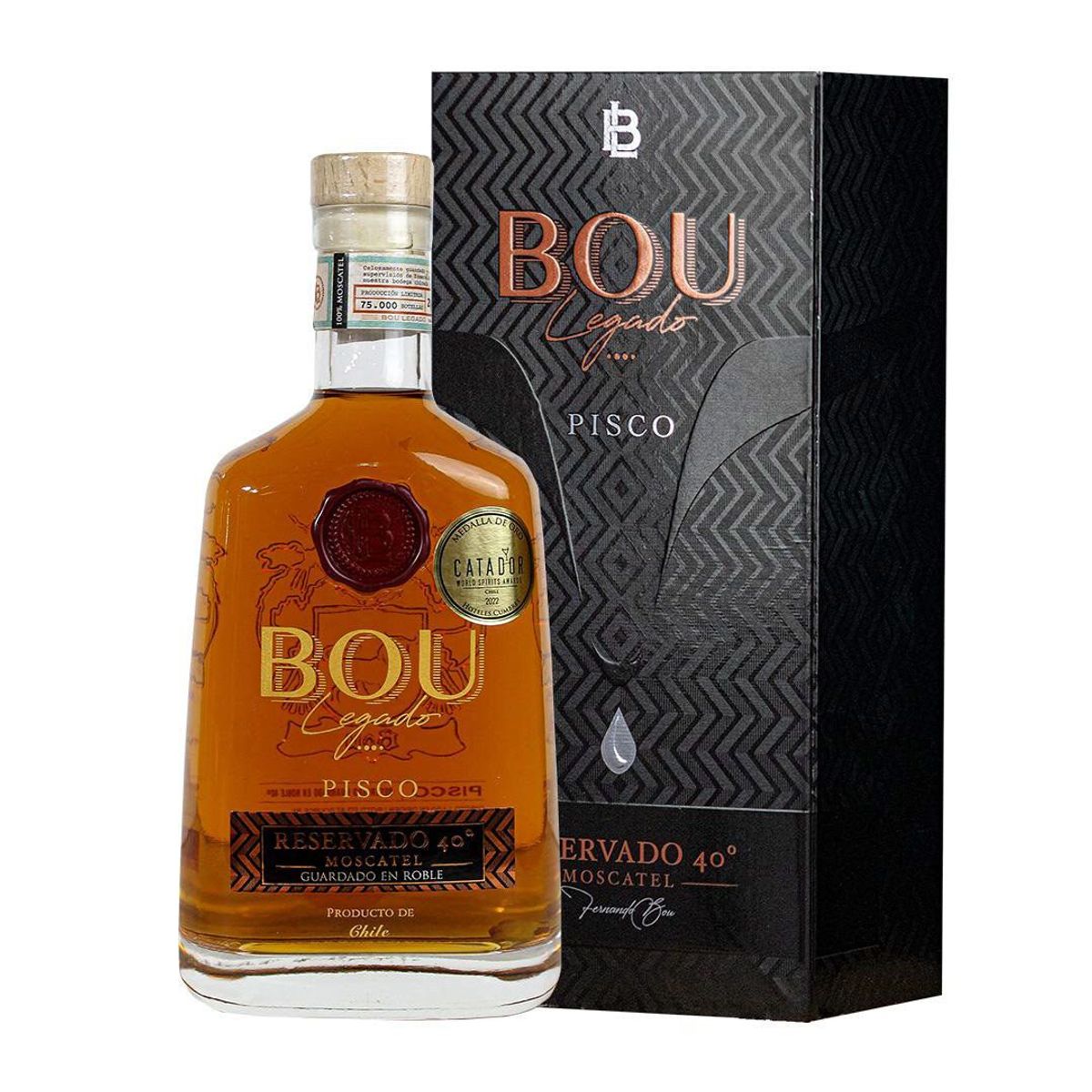 BOU - Pisco Bou Legado Reservado 750cc 7 años de Guarda Mejor Pisco del Mundo