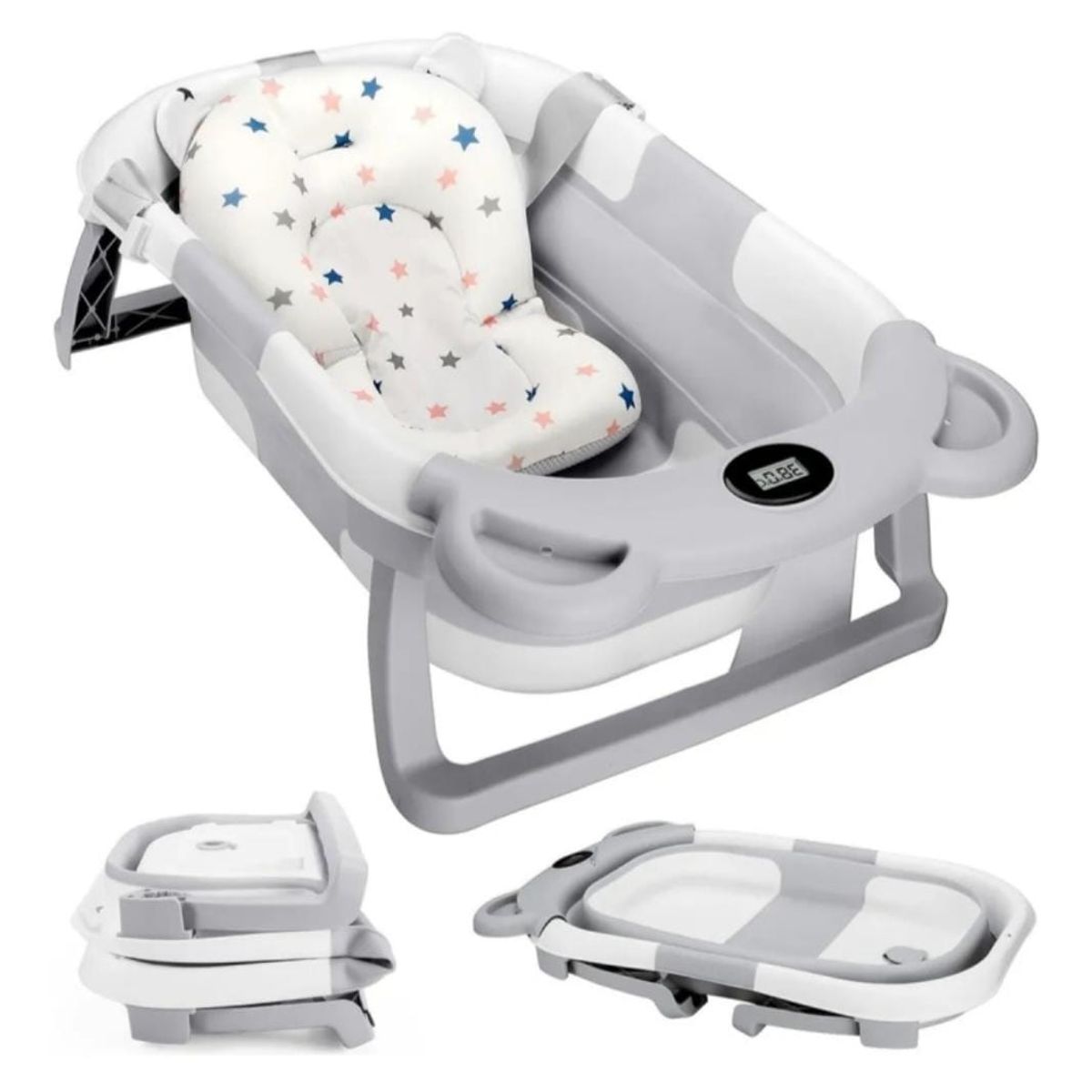 GENERICO - Bañera plegable termómetro y cojín reforzado