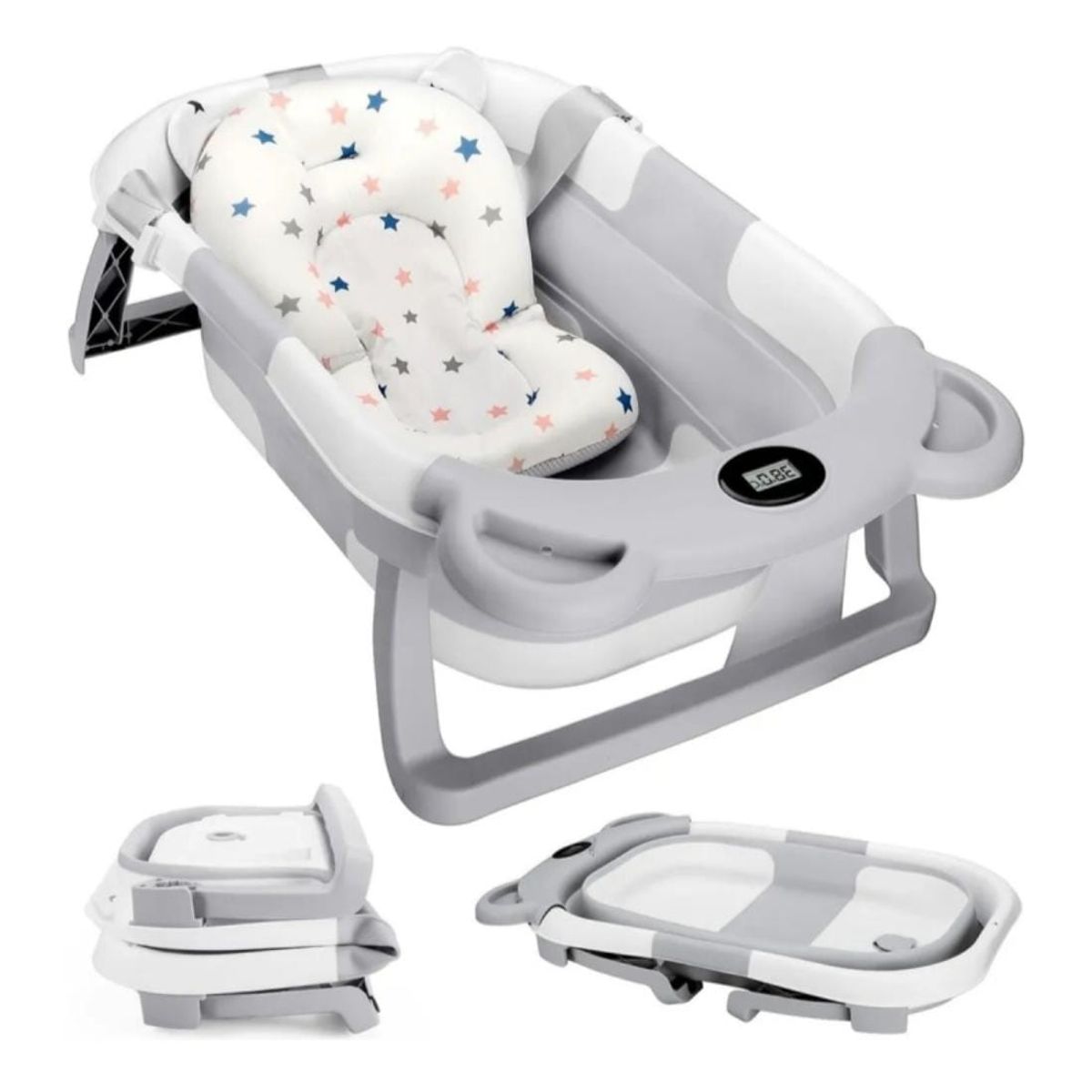 GENERICO - Bañera plegable termómetro y cojín reforzado